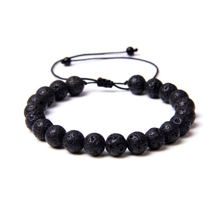 Lava Stone Bracelet - Bead Stones - 8mm Cord for wholesale by France Mineraux