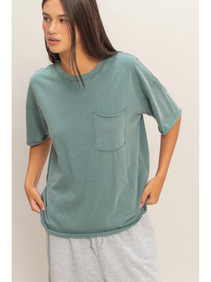 Camiseta de Cuello Redondo con Bolsillo Lavado para venta al por mayor de HYFVE