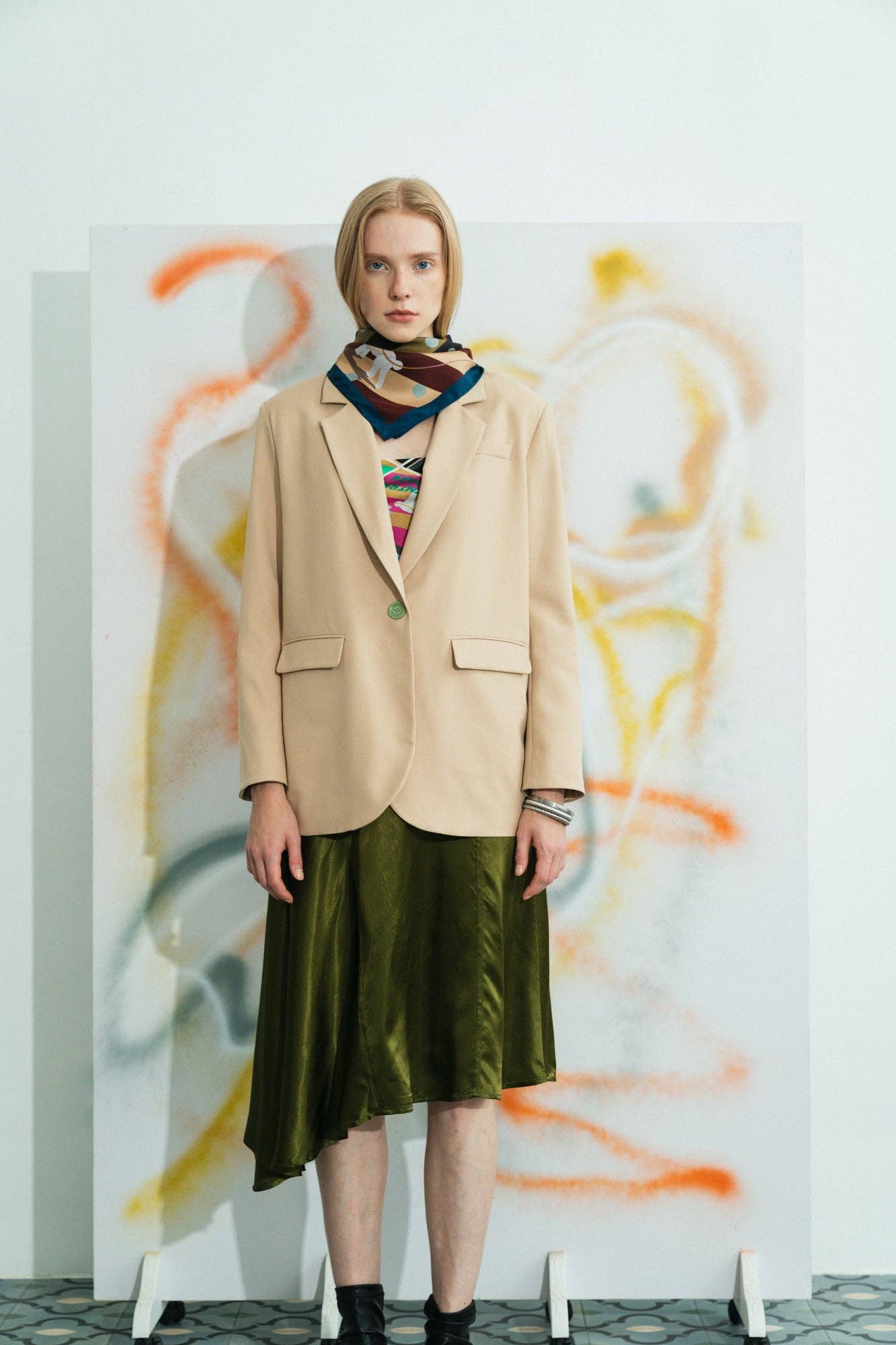 "Pandita the Dog" Silk Bandana - Coffee for wholesale on Faire3