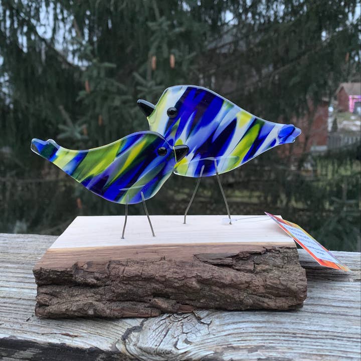 Creativity In Glass Designs - Wholesale Decorative Figurine - Figurine - Double Bird on Wood1