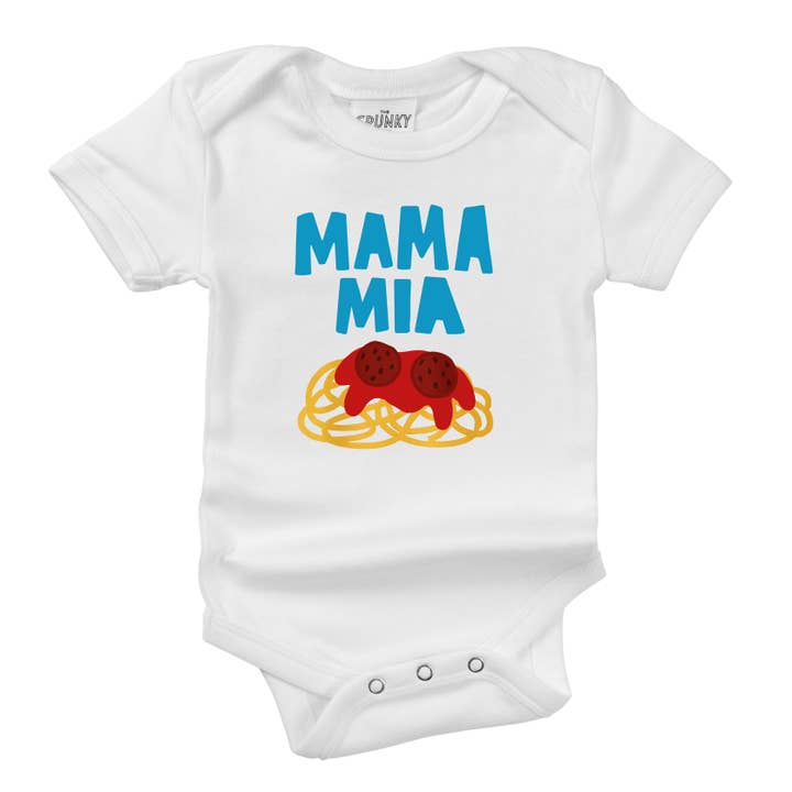 Spunky Stork - Wholesale Screen Printed T-Shirt - Kids - Mama Mia Italian Food Spaghetti Funny Baby Kids Organic Tee4