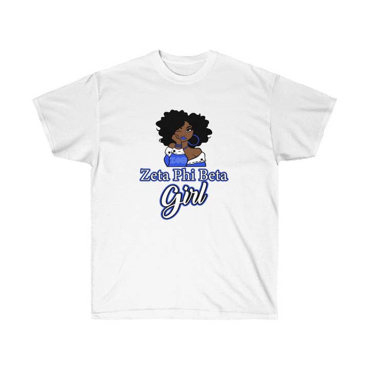 Zeta Phi Beta Sorority Afro Girl Black Girl T-Shirt for wholesale by Luluizy Designs Co.