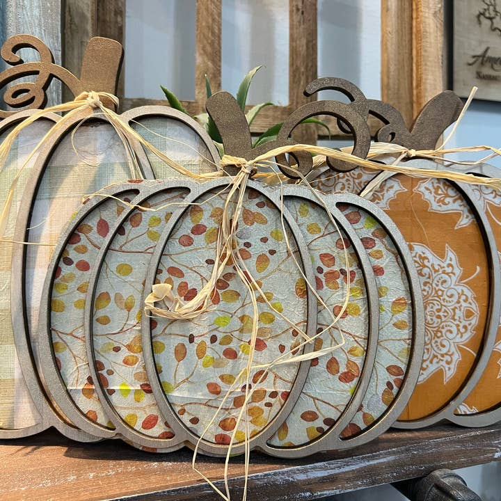 September Standing Pumpkins P13207 for wholesale by Paisley Grace Makery