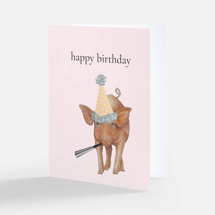Party Pig card for wholesale by mary draper design