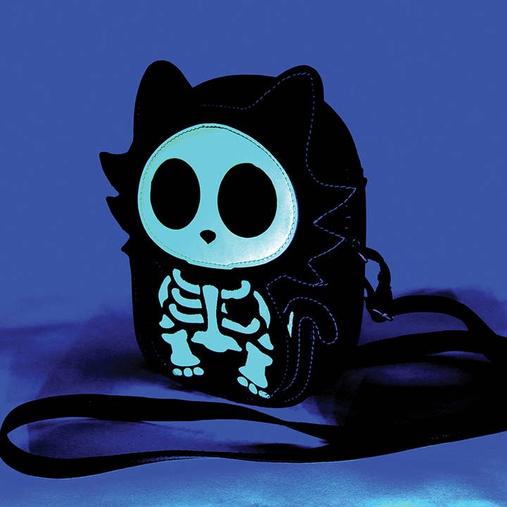 COMECO INC – wholesale Crossbody bag – Women's – Glow in the Dark Sugar Skull Cat Crossbody Bag