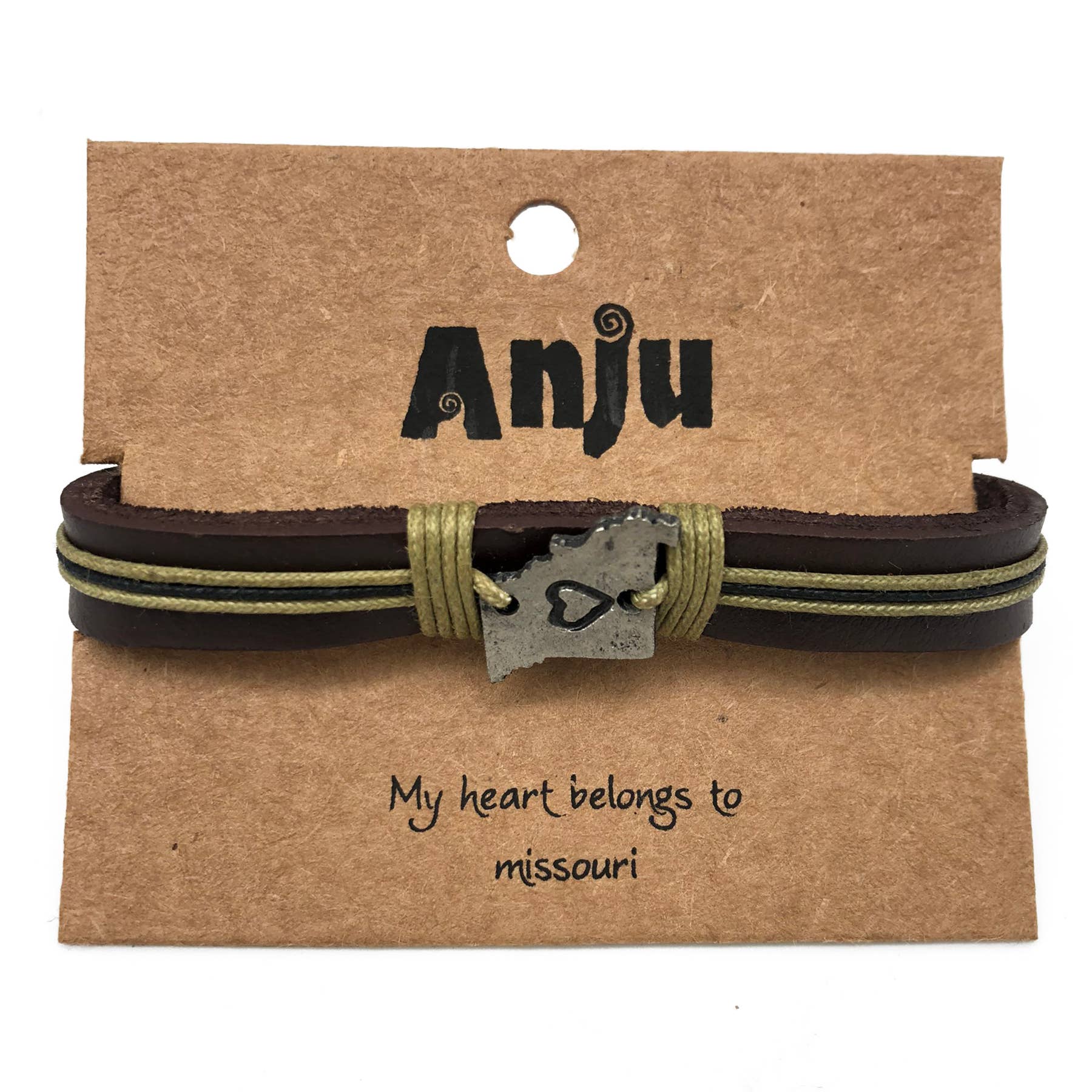 Anju Jewelry – Großhandel Armband mit Charms/Anhängern – Home State Schmuck - Zinn Lederarmband17