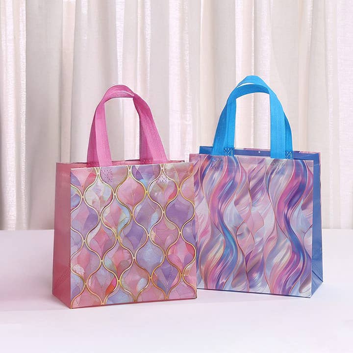 24 Stück, Kleine Rosa Blaue Muschelwirbelmuster Vlies-Geschenktasche für den Großhandel von ByHome