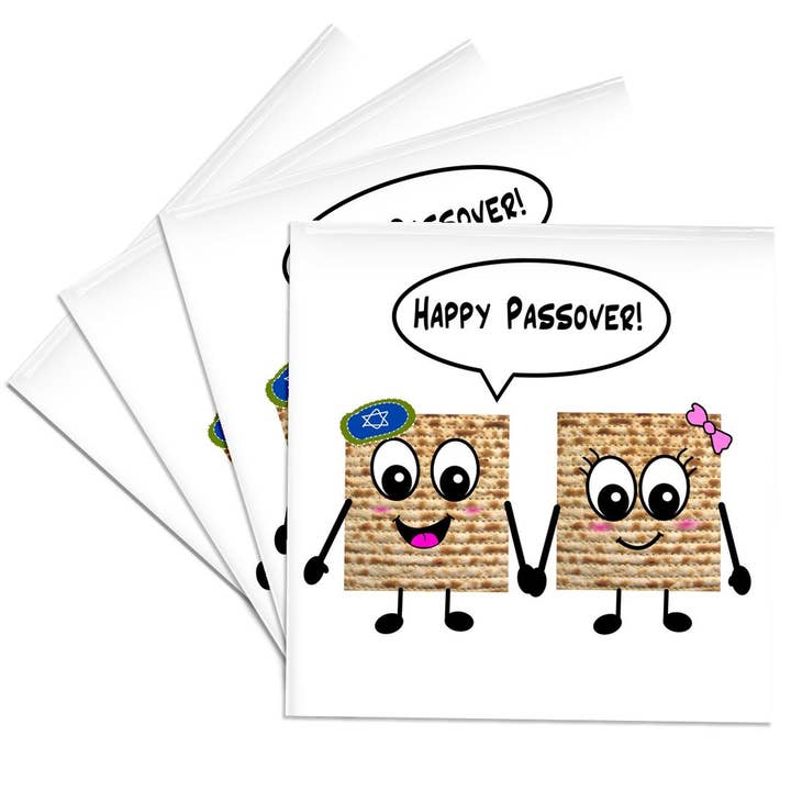 3dRose - Wholesale Coasters - 3dRose, Happy Passover - Cute smiling Matzah cartoon - Happy Smiling Matzot for Pesach - Jewish Holiday gift, Coaster