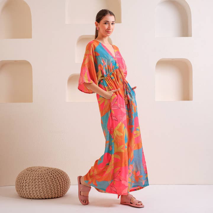 Single Color Tropical Breeze Floral Jumpsuit Romper Pink for wholesale on Faire4