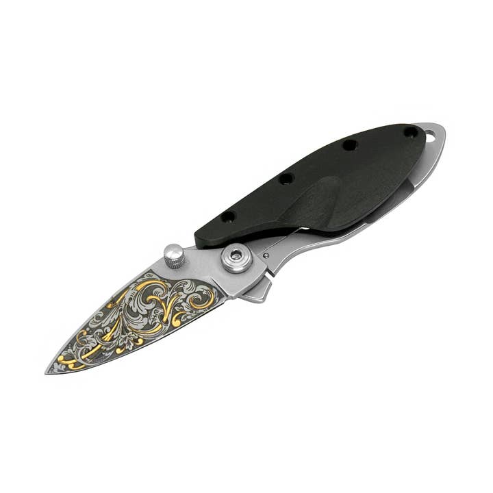 Faca dobrável 550 de uma só vez com gravura em ouro 24kt por atacado de Maserin