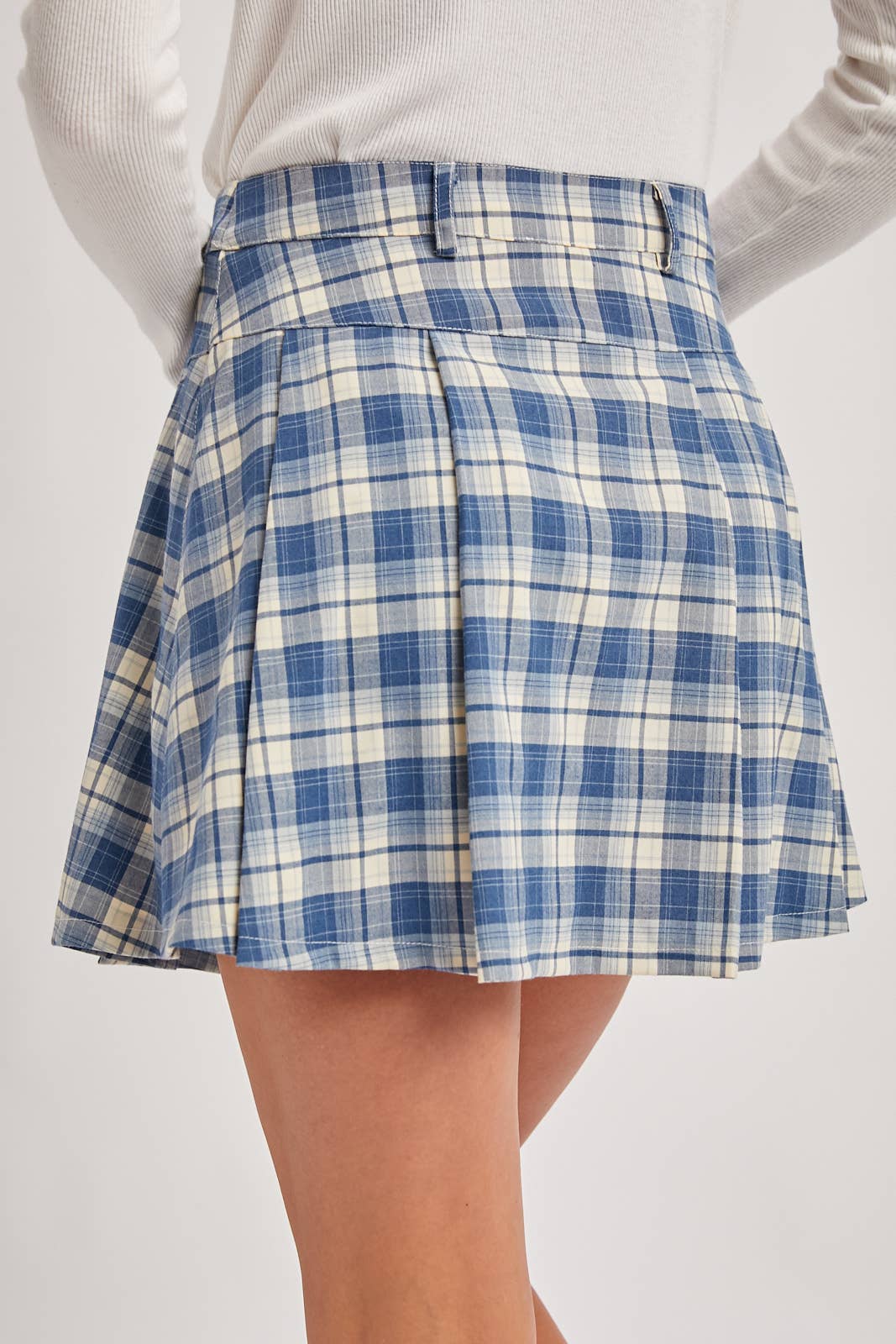 Bluivy – Skort - Mulher por atacado – MINISSAIA PLISSADA XADREZ COM BOTÕES LATERAIS6