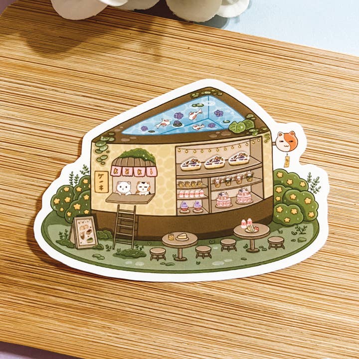 Cake Shop Vinyl Sticker for wholesale by Kofuku Art Studio