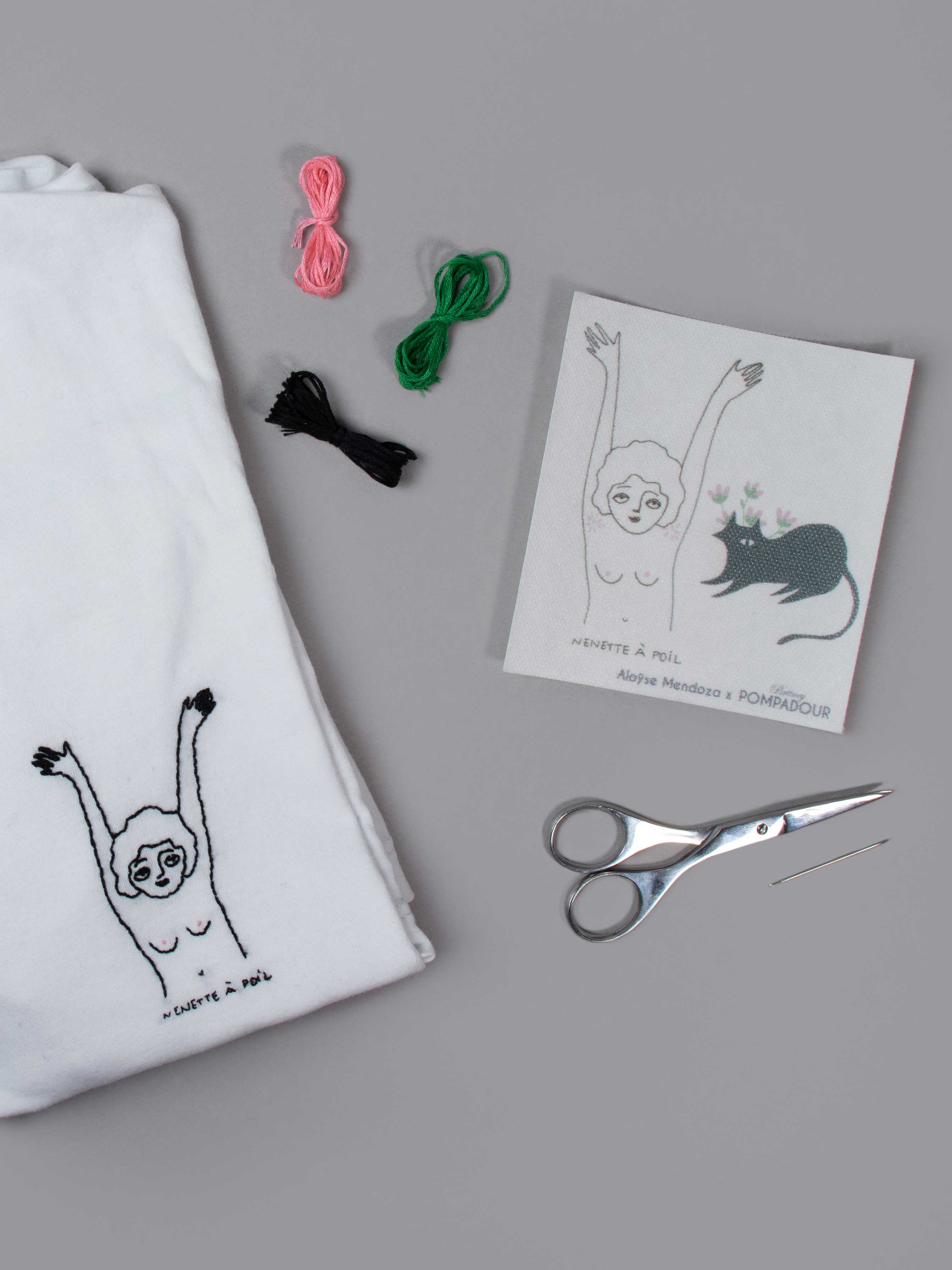 Britney Pompadour - Broderie - Embroidery kit - Wholesale Embroidery/Cross Stitch Supplies - Kit Easy Embroidery - Aloyse Chick and Cat1