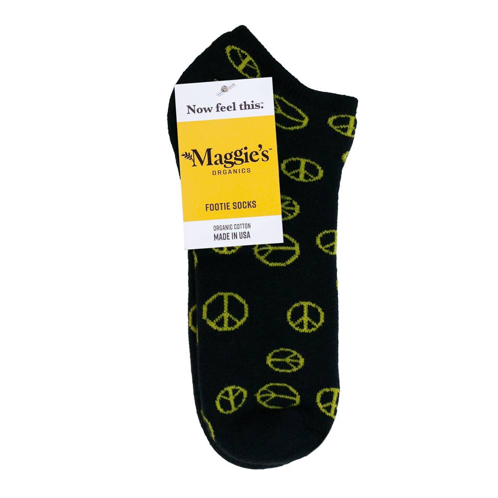 Maggie's Organics – wholesale Socks – Unisex – Organic Cotton Peace Footie Socks1