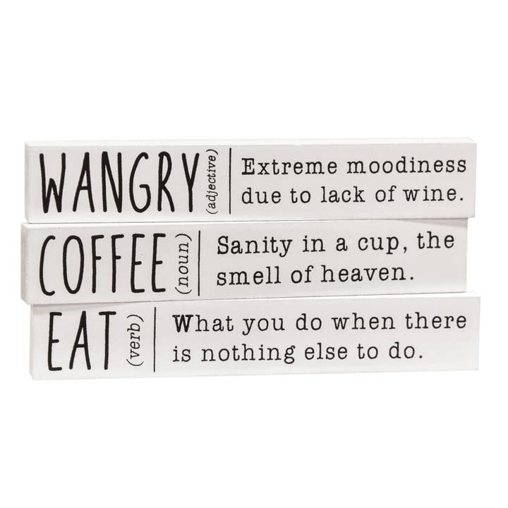 Eat, Wangry, Coffee Mini Stick, 3 Assorted for wholesale by The Hearthside Collection