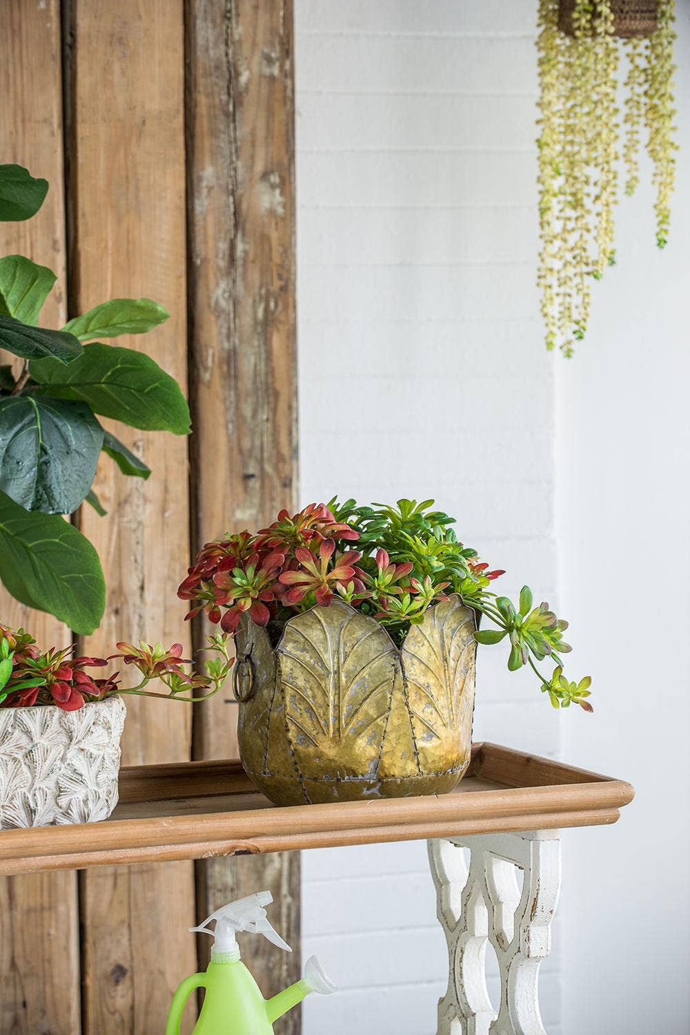 A&B Home Group Inc. - Wholesale Plant Pot - S/3 Gilded Zinc Leaf Bowl Planter Set (3-Piece)3