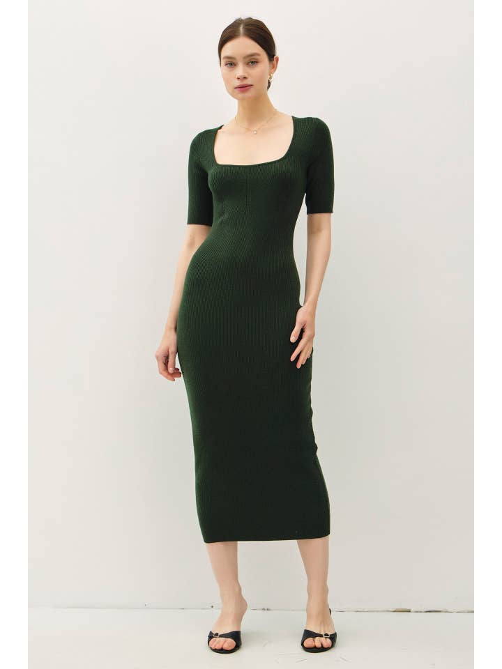 Be Cool - Wholesale Dress - Women's - SQUARE NECK HALF SLEEVE BODY CON SWEATER DRESS17