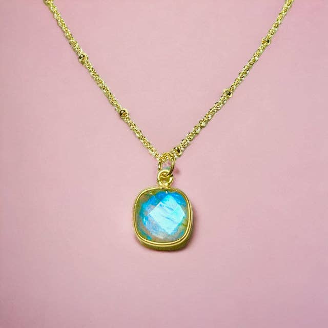 TOURMALYN - Wholesale Pendant/Charm Necklace - “MARTA” pendant gilded with fine gold Labradorite stone7