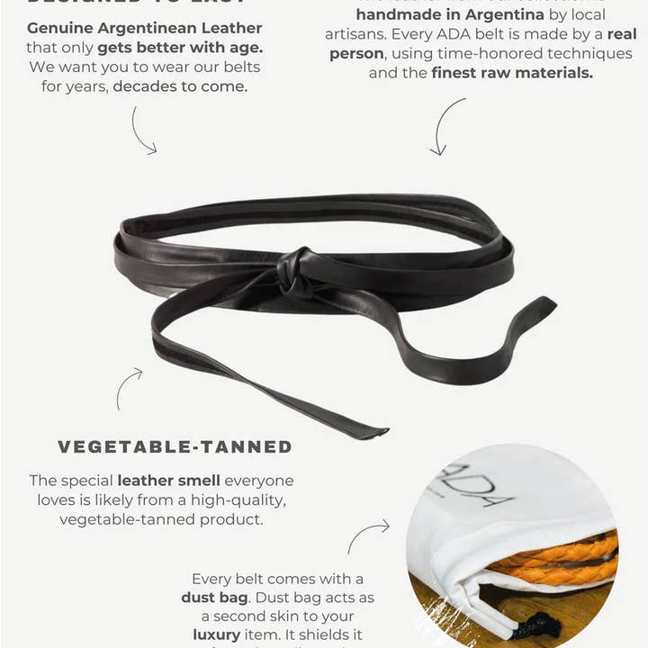 ADA Collection Belts - Wholesale Belt - Women's - Midi Wrap Belt – Black | Adjustable One-Size2