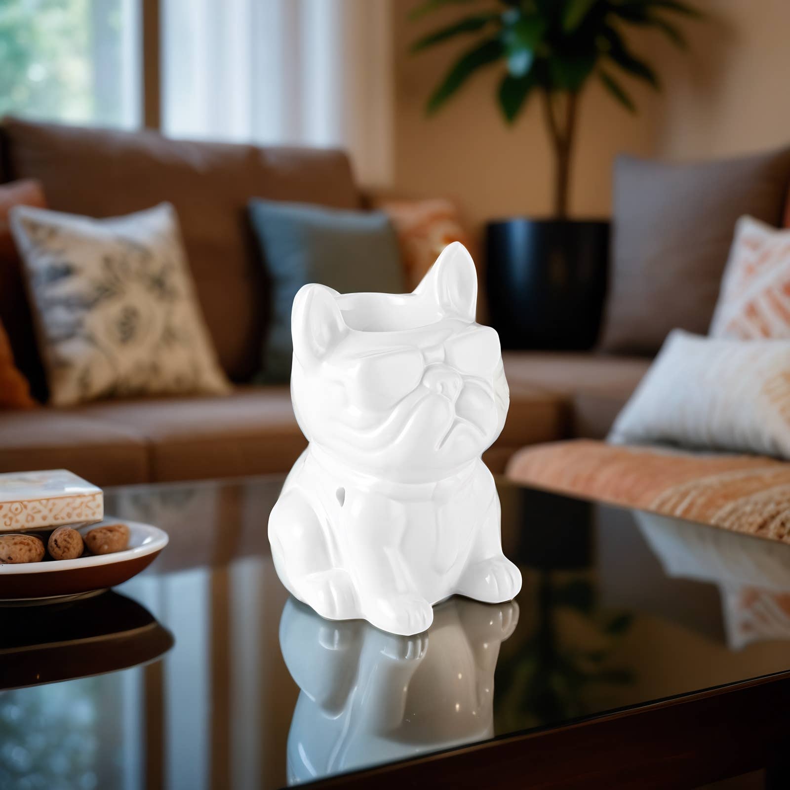 Zen'Arôme - Wholesale Tapered Candle/Candlestick - White Boubou French Bulldog Ceramic Incense Burner14