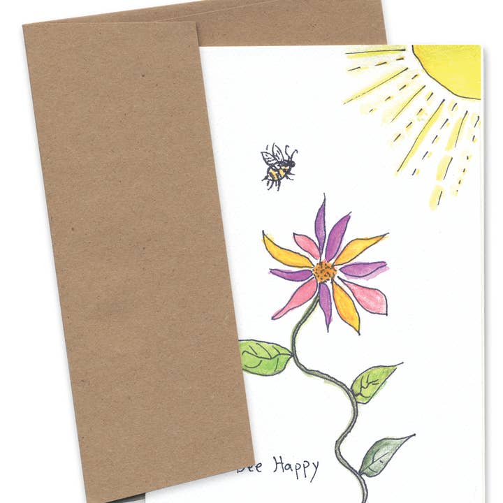 Rosie’s Wonders Connection Cards - Wholesale Everyday Greeting Card - Bee Happy Everyday Greeting Card, Recycled Paper