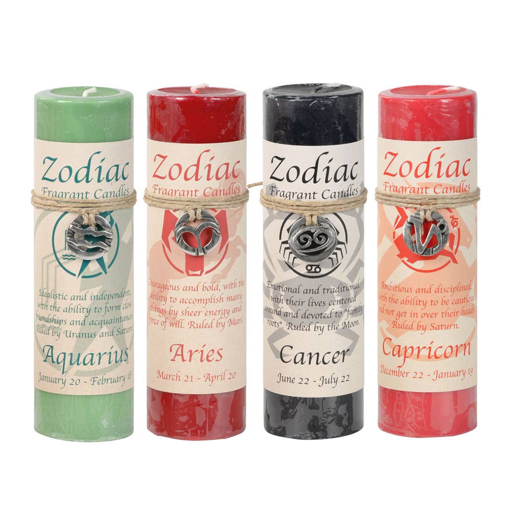 Benjamin International - Wholesale Pillar Candle - Zodiac Pewter Pendant Candle1