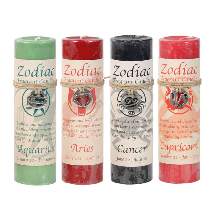 Benjamin International - Wholesale Pillar candle - Zodiac Pewter Pendant Candle1