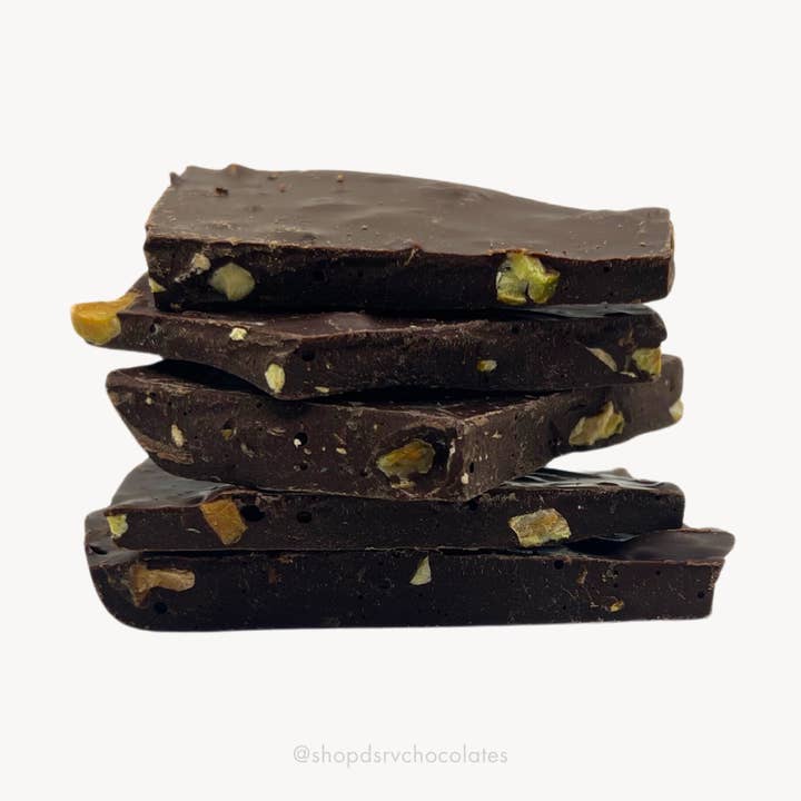 Casca de Chocolate de Pistácio com Lavanda Escura - Saco de 1oz por atacado de DSRV Chocolates