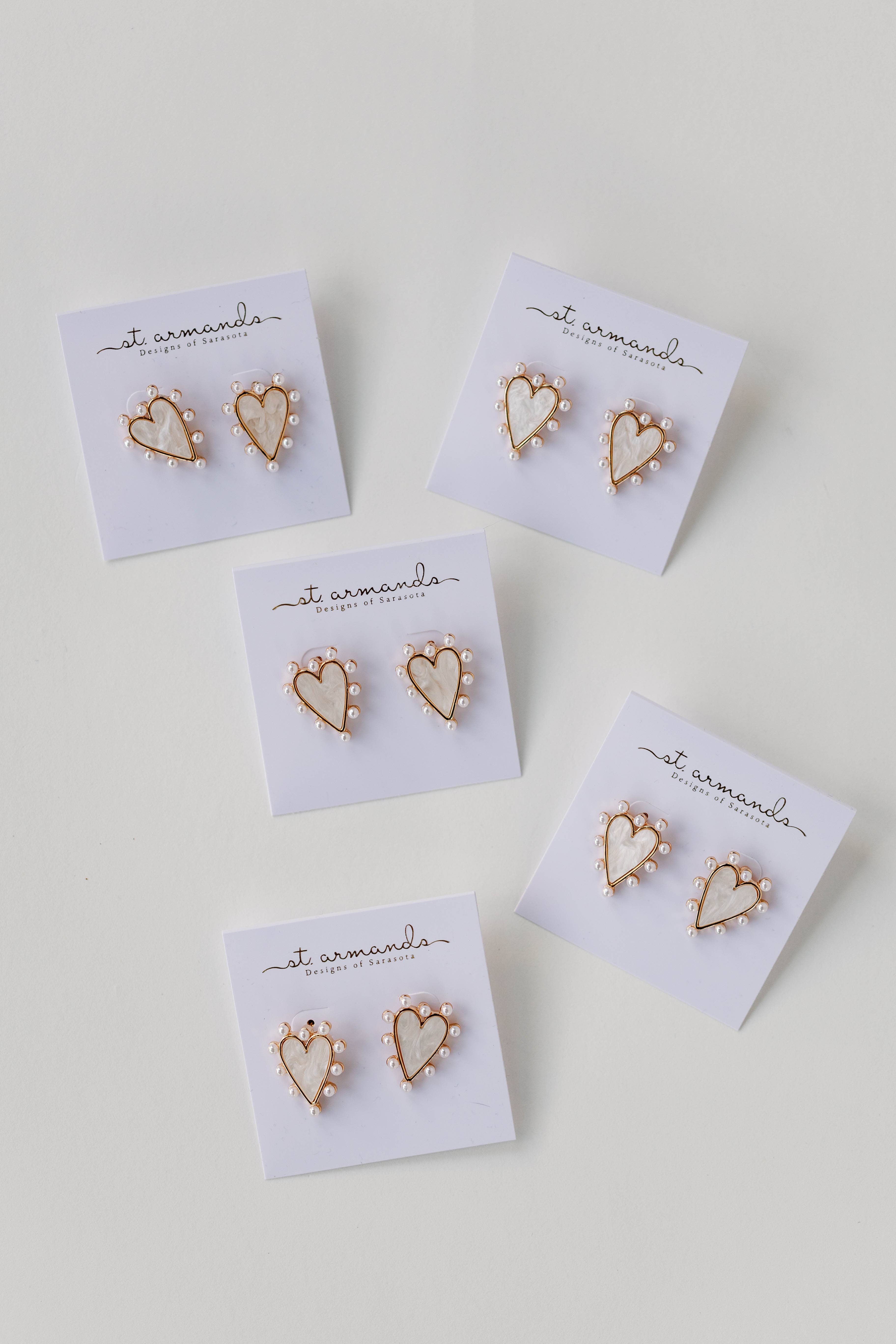 St Armands Designs of Sarasota - Wholesale Stud/Post Earrings - Pearl Studded Pink Tortoise Valentines Heart Earrings5