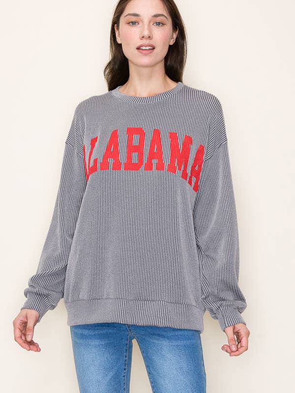 Tres Bien, Inc - Wholesale Graphic Sweatshirt - Women's - "ALABAMA" RIBBED L/S TOP7