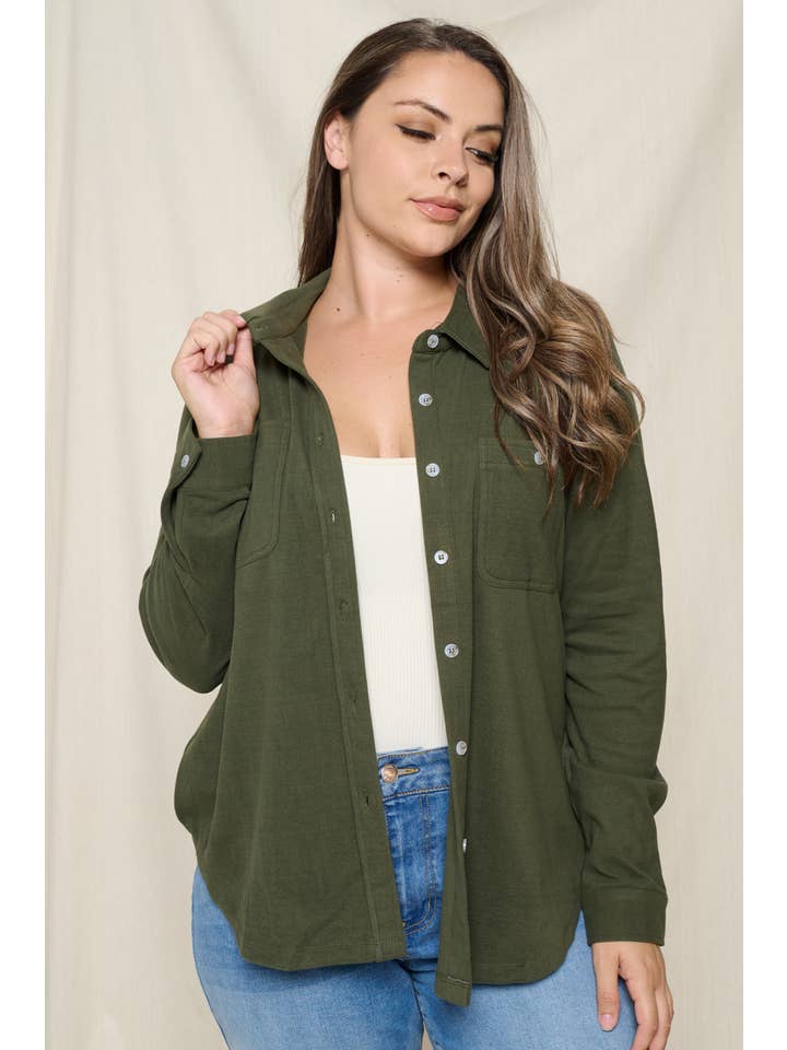 Doe and Rae - Wholesale Button Down Shirt - Women's - BRUSHED BUTTON DOWN SHIRT - 10452JPL
