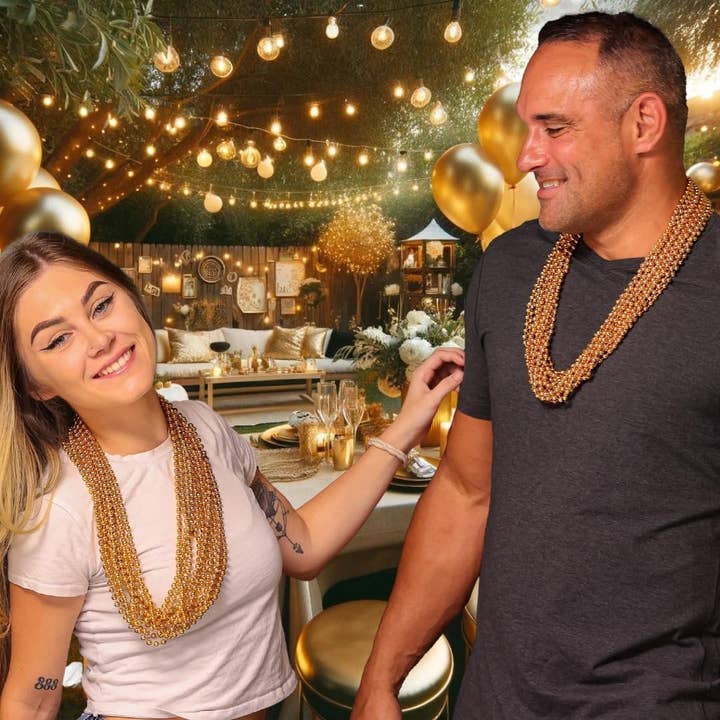 The Mardi Gras Krewe - Wholesale Party Favor - Mardi Gras Beads 33 inch 7mm, 12 Dozen, 144 Necklaces with Doubloon- Bulk Party Favors6