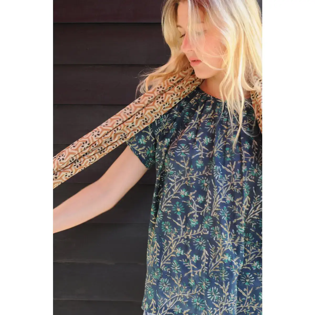 B A O B A B - Mode - Wholesale Blouse - Women's - Rosana printed cotton voile green CLARIA top2