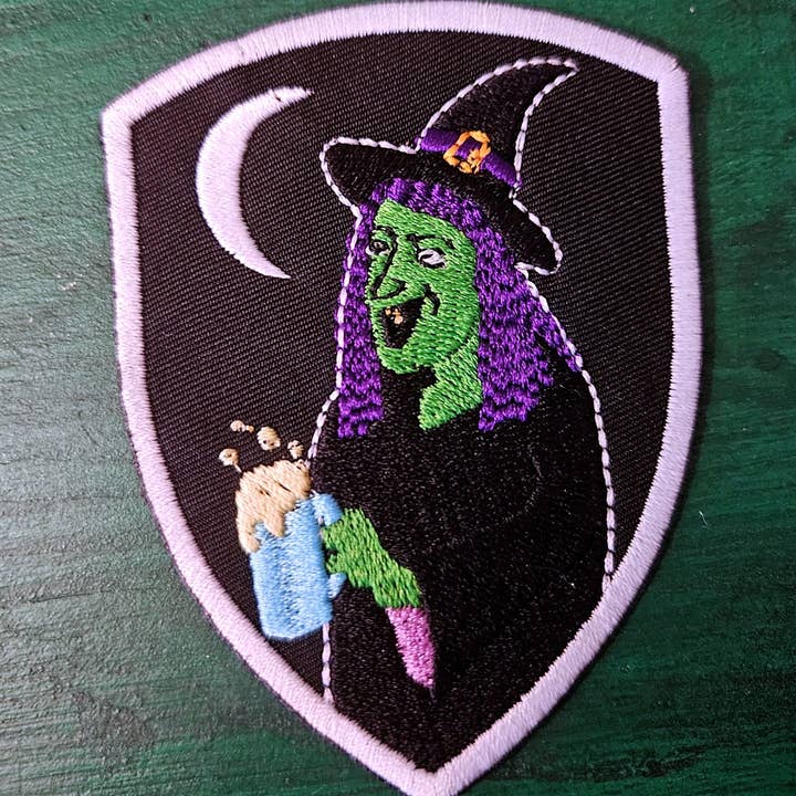 Beer Witch Iron On Patch for wholesale by Junkyard Witch