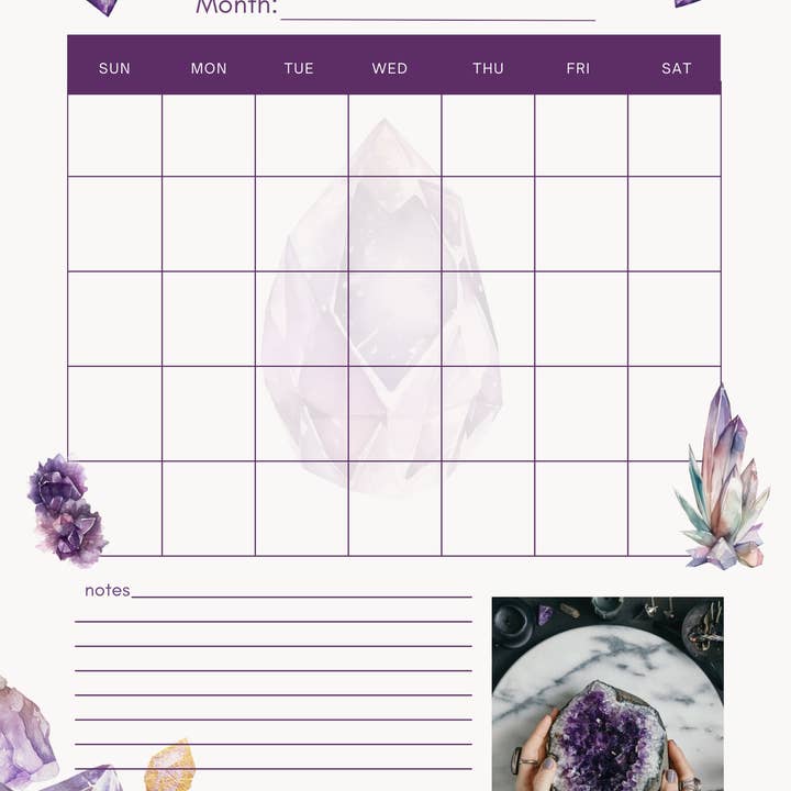 A5 Crystal Amethyst Monthly Planner for wholesale by Missh Shop