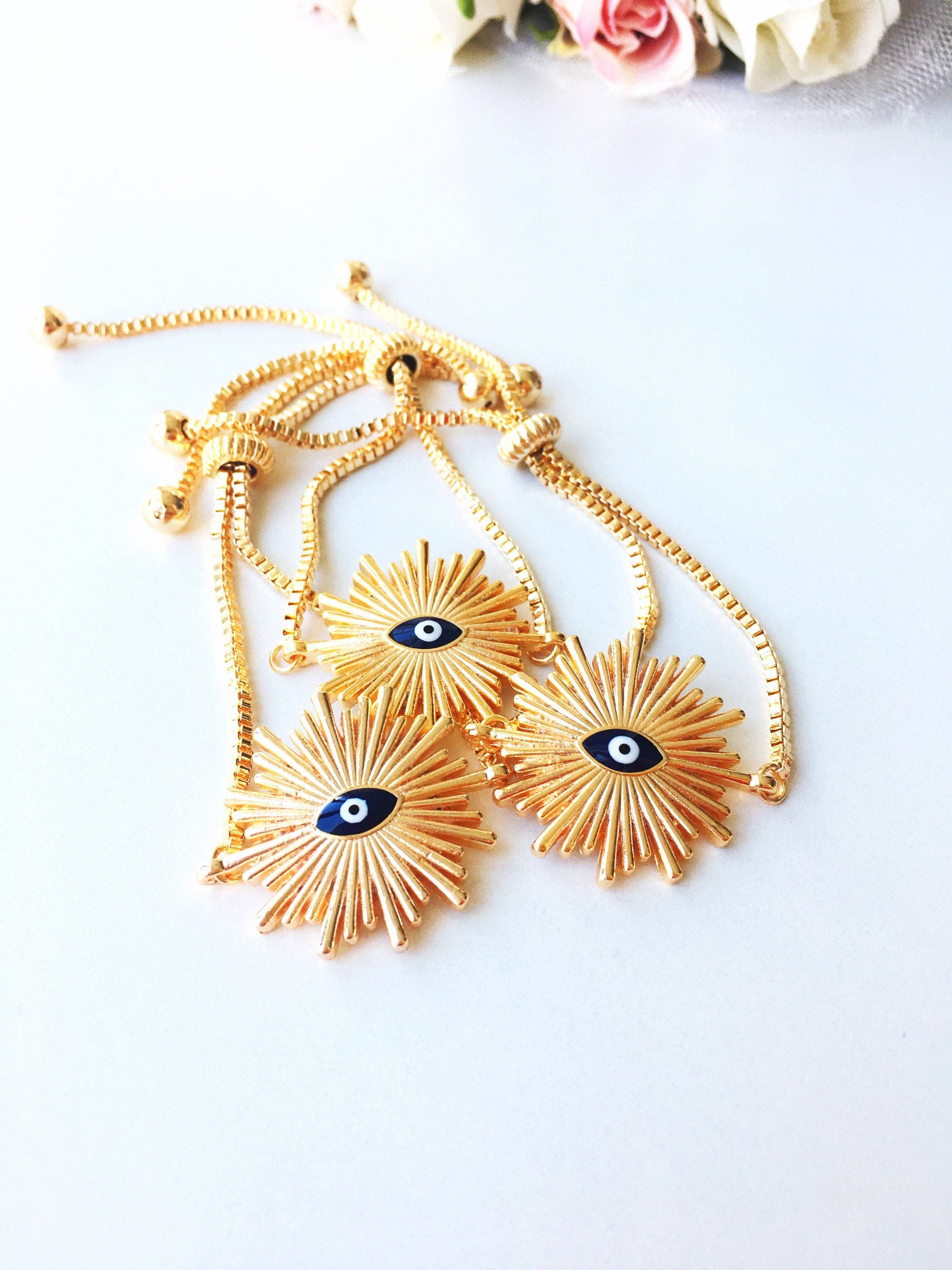 Evileyefavor - Vente Bracelets à breloques/pendentifs - Bracelet en or mauvais œil, bijoux turcs mauvais œil8