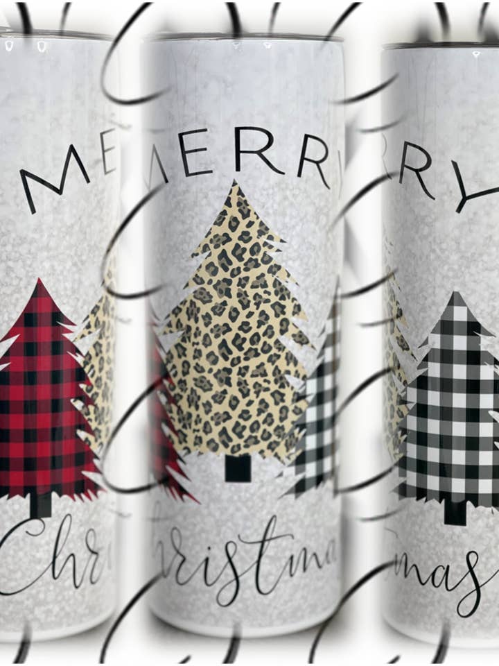 Bicchiere magro con alberi di Natale, motivo: alberi di Natale, motivo: Plaid & Leopard per la vendita all'ingrosso da parte di CMD Wholesale