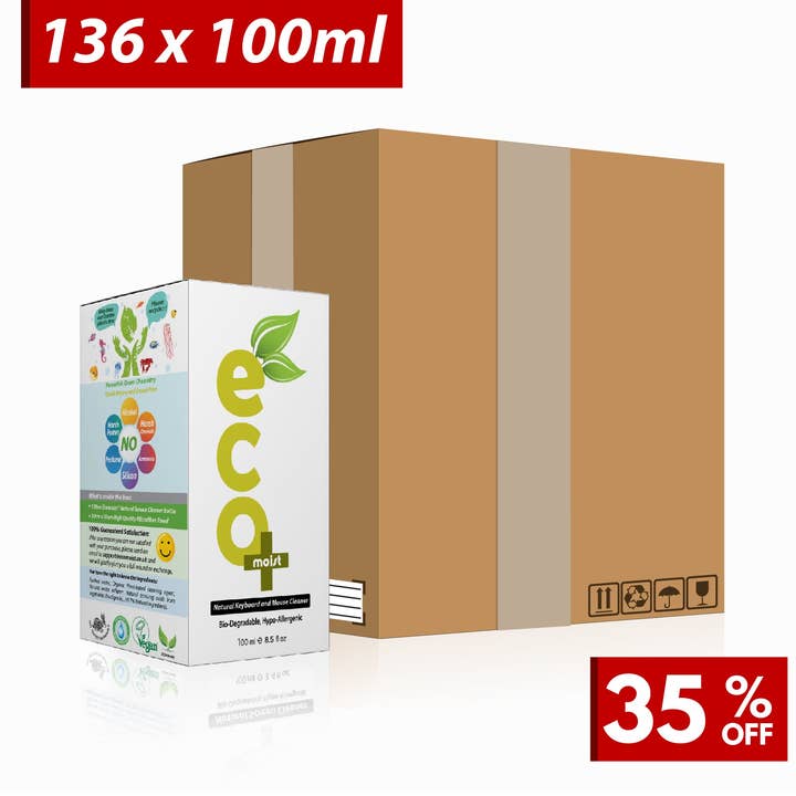 Pacote de limpeza de teclado e mouse Ecomoist, 136 frascos de 100ml por atacado de Zamaz Plc
