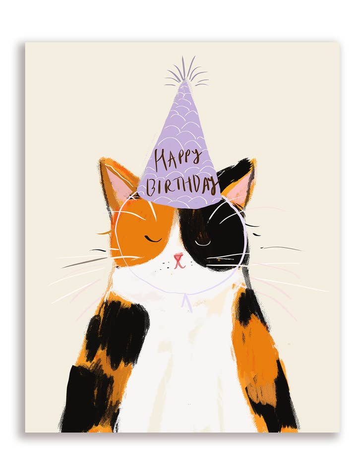 Happy Birthday Card - Calico Cat for wholesale by The Dancing Cat