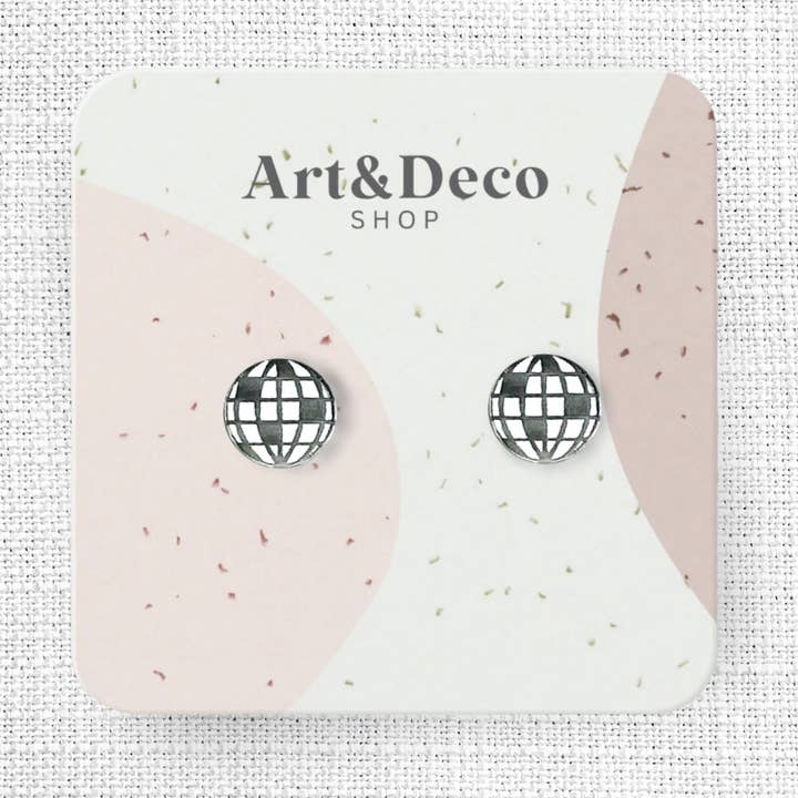 Art and Deco Shop - Wholesale Stud/Post Earrings - Mini Silver Disco Ball Stud Earrings0