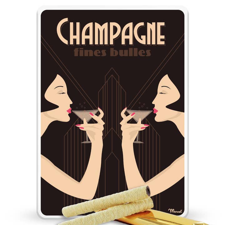Sacré Marcel - Wholesale Chocolate Box - Metal Box "Champagne" | six chocolate puff pastry flutes