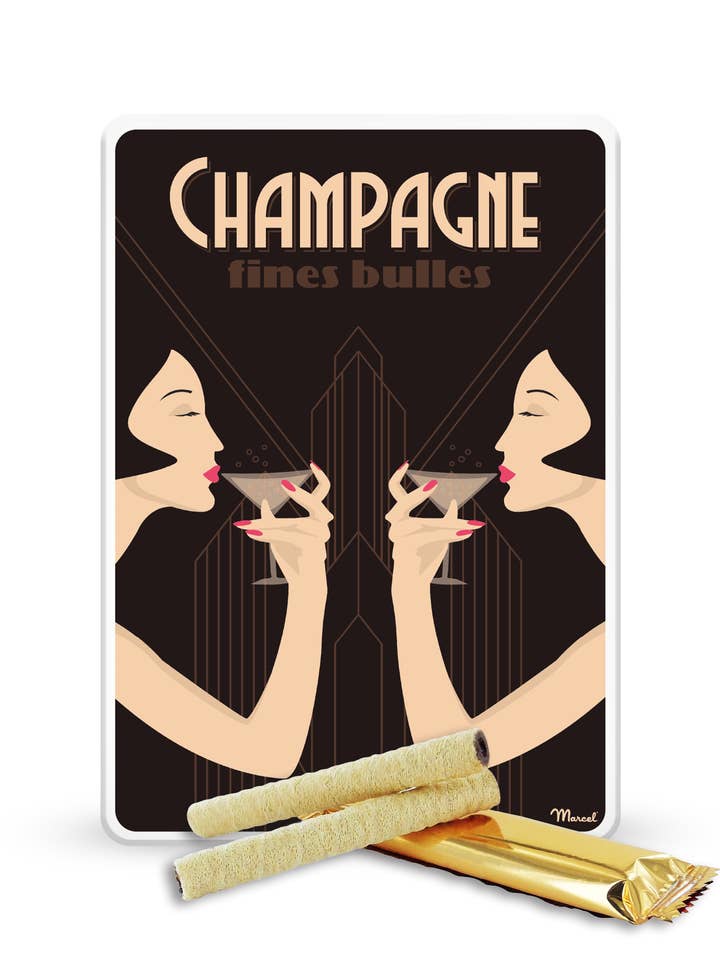 Metalen Doos "Champagne" | zes chocoladestokjes voor wholesale door Sacré Marcel