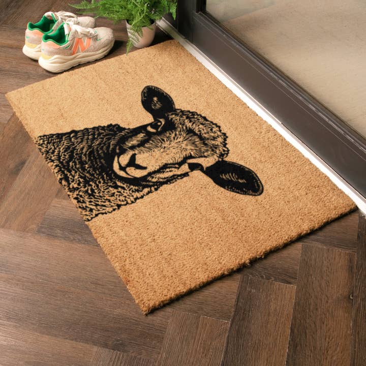 Tapete de Entrada de Fibra de Coco com Estampa de Cordeiro (90 x 60cm) por atacado de Artsy Mats