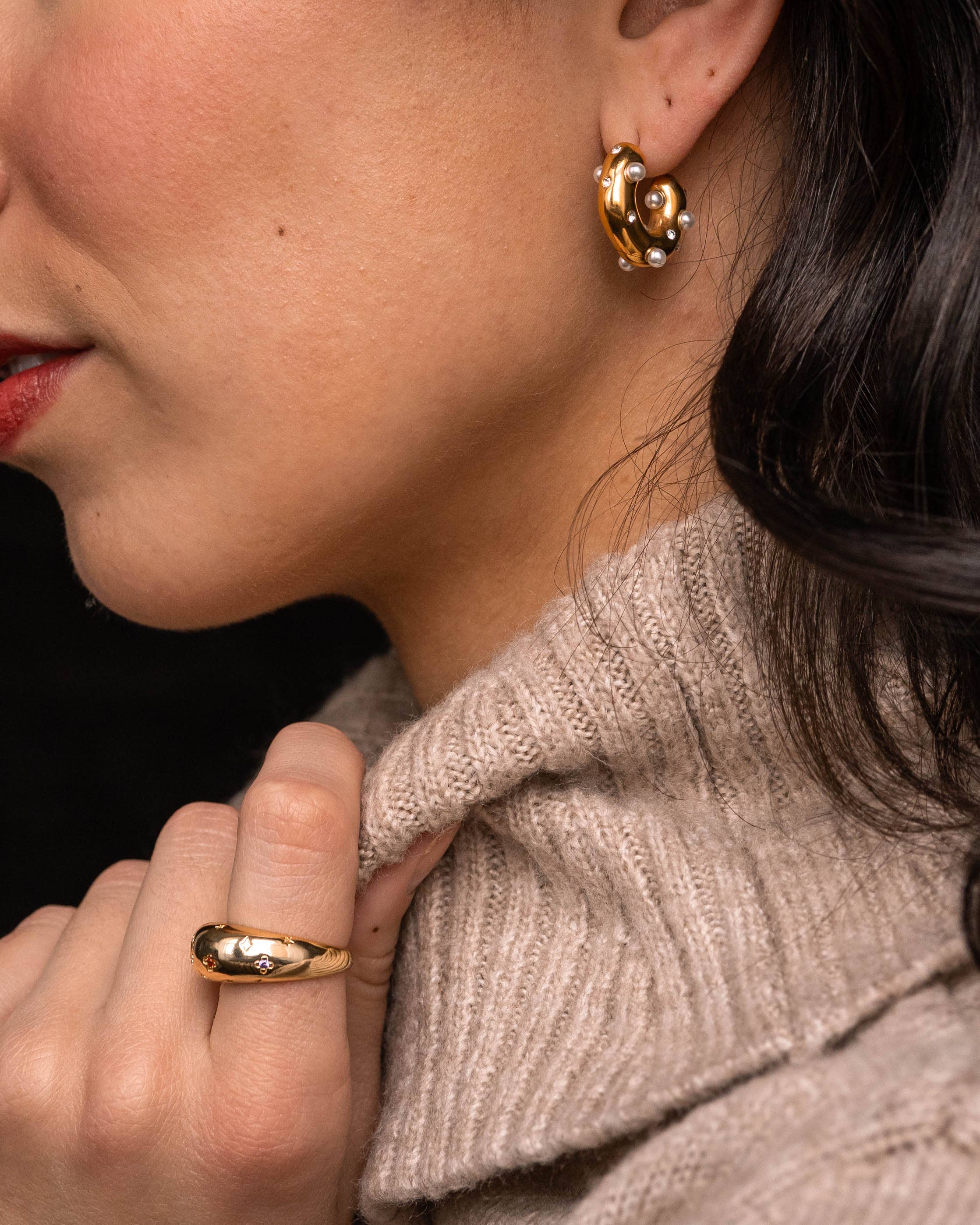 HoopLa - Wholesale Band/Stacked Ring - Evil Eye Dome Stacking Ring- Galaxy Confetti Ring3