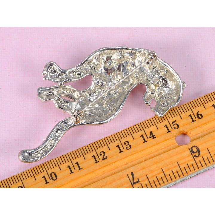 AK Brand - Wholesale Brooch - Silver Leopard Cheetah Cat Cub Pin Brooch2