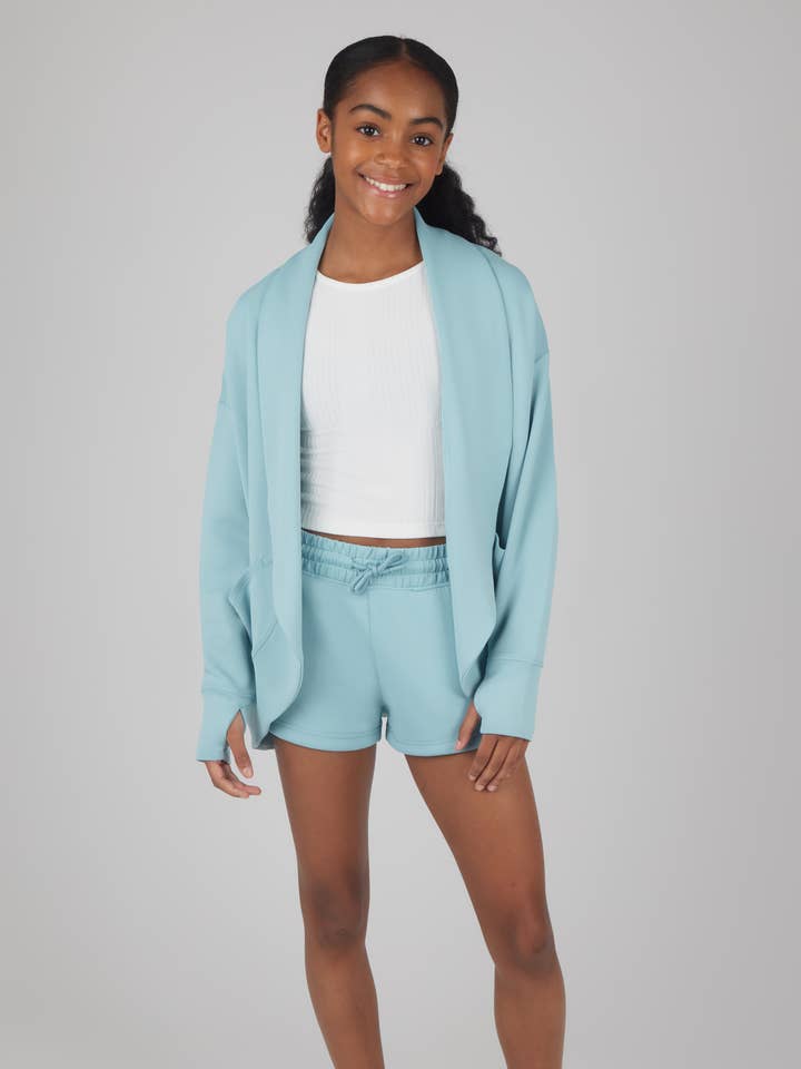90 Degree by Reflex - Wholesale Top & Short Set - Kids - Girls Scuba Cardigan, Tank Top, Short - 3 PC SET