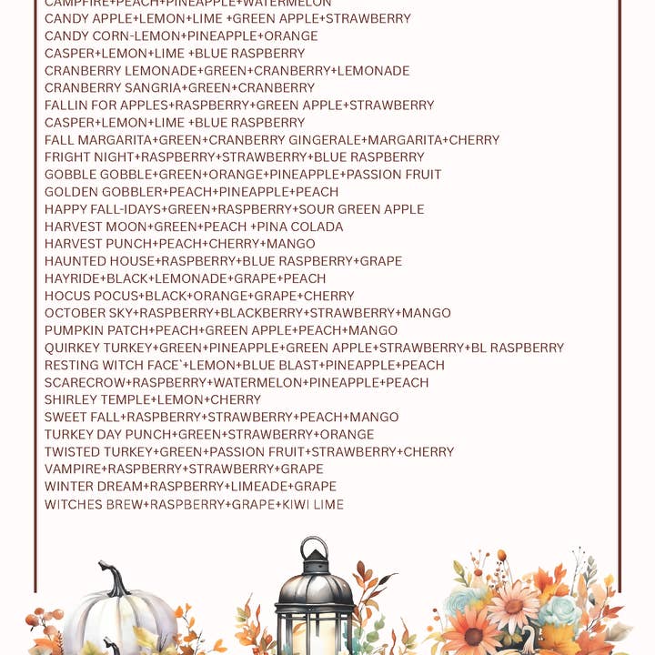 The Savvy Cactus - Wholesale Iced Tea - FALL LOADED UP TEAS MENU1