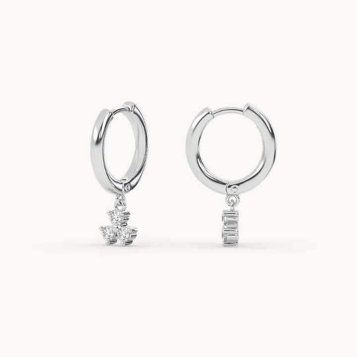 OISHI DIAMONDS - Wholesale Huggie Earrings - Radiant 0.21Ct Diamond Drop Earrings, Elegant 14k Gold