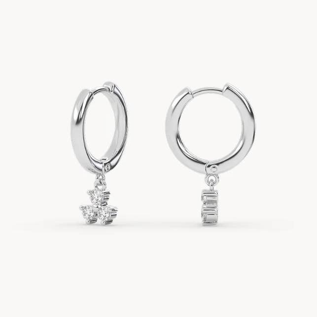 OISHI DIAMONDS - Wholesale Huggie Earrings - Radiant 0.21Ct Diamond Drop Earrings, Elegant 14k Gold 0
