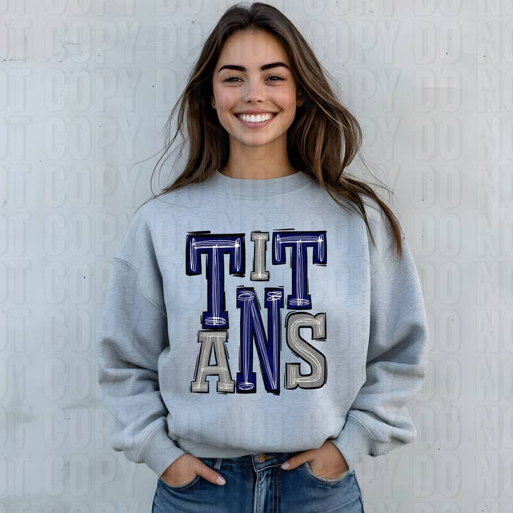 K and M Designs - Wholesale Sublimation Transfer - Titans Navy Grey Sporty Mascot DTF Transfer